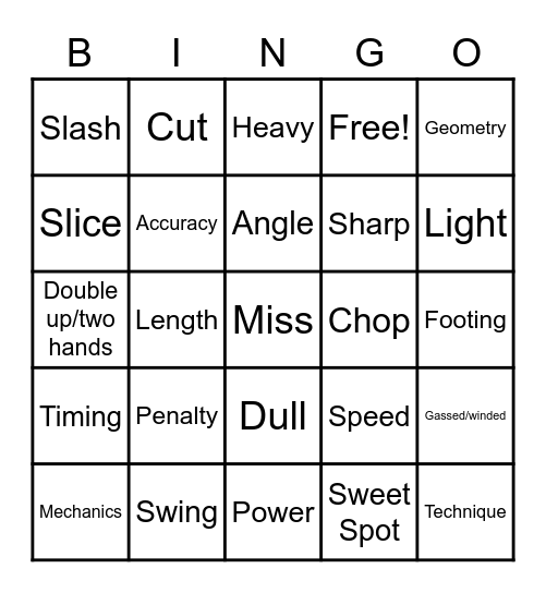 Knife Fight Bingo Card