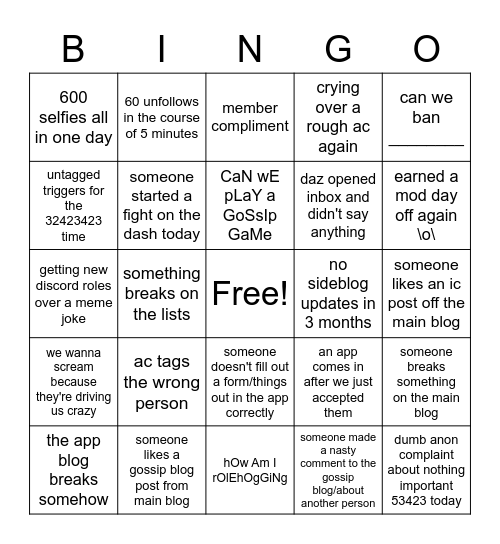 canines mods Bingo Card