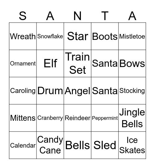 DINNERS BY DAWN XMAS BINGO Card
