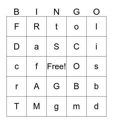 Alphabet Bingo Card