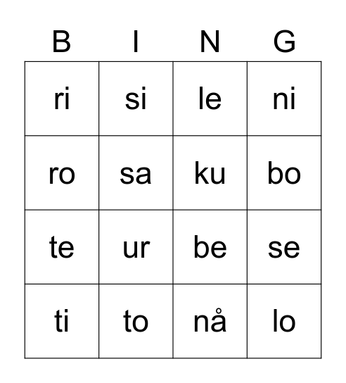 To lydsord Bingo Card