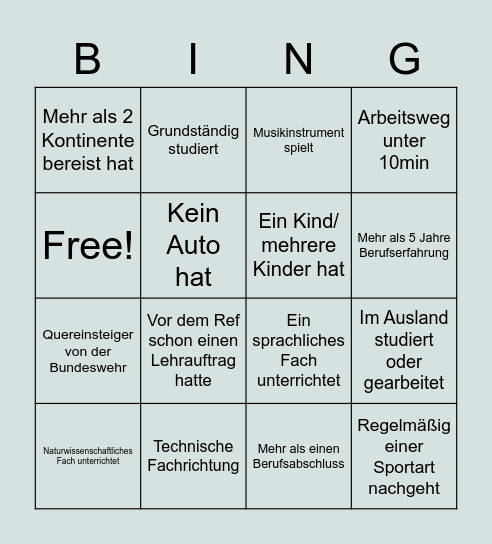 Kennenlernen BPäd Bingo Card