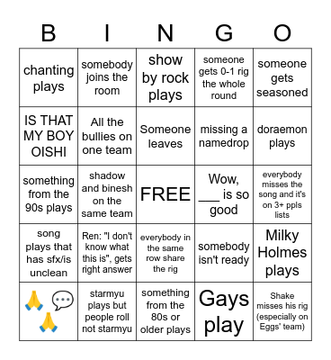 spood Bingo Card