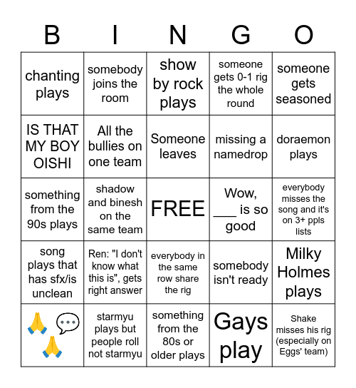 spood Bingo Card