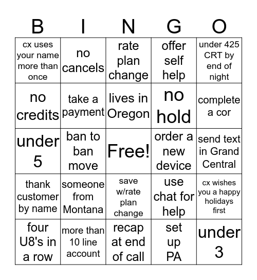 t-mobile bingo! Bingo Card