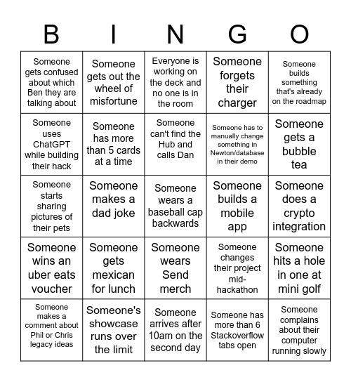 Hackday Bingo Card