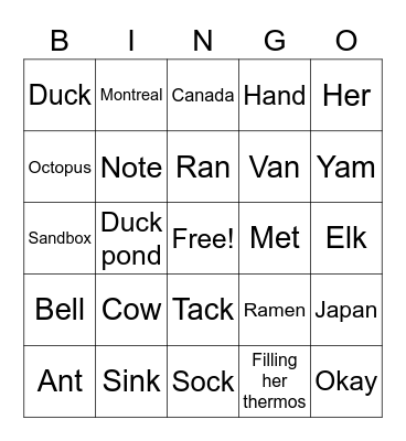 C4 Lesson 22 book D Bingo Card