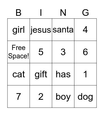 Christmas Bingo Card