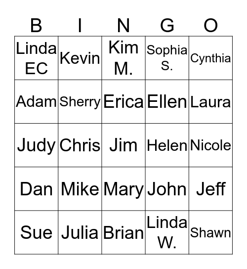Senior Management Trivia Bingo Card