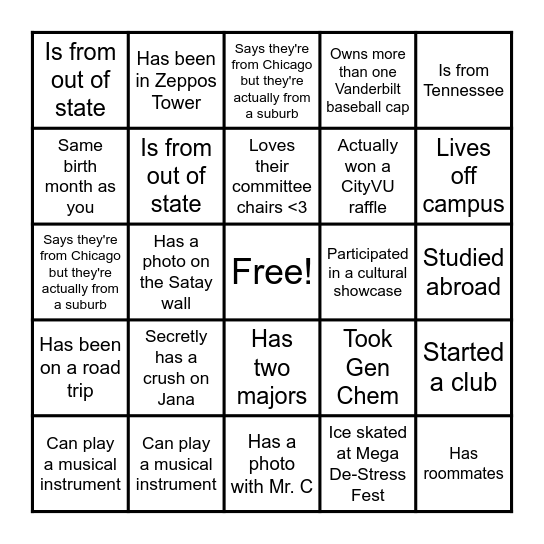 VPBingo Card