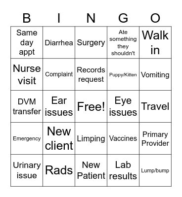 Virtual Care Team Bingo Card
