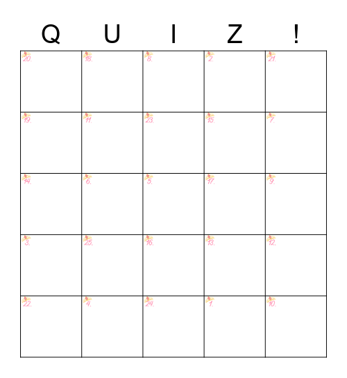 Birthday Bingo Quiz Bingo Card