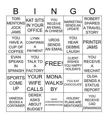 Meridien Bingo Card