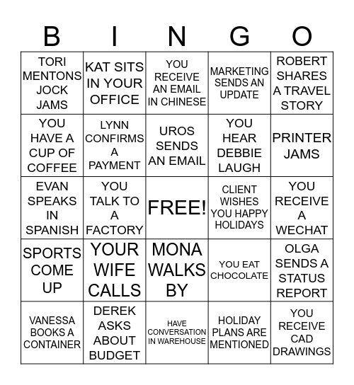 Meridien Bingo Card
