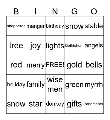 Christmas Bingo Card