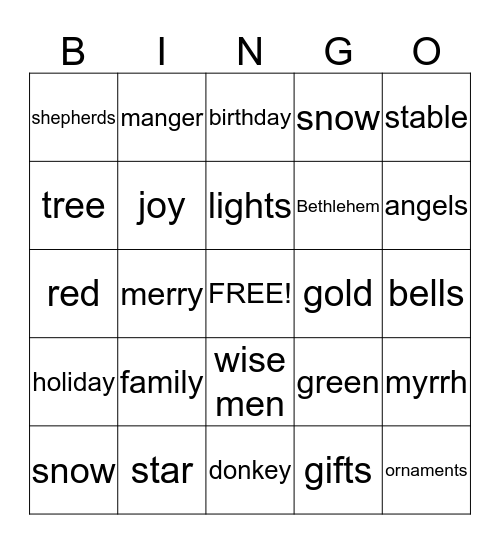 Christmas Bingo Card