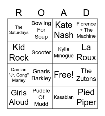 Musical Bingo Card