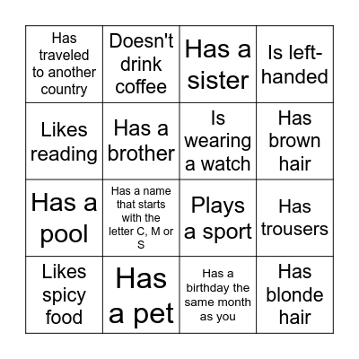 FIND SOMEONE WHO... Bingo Card