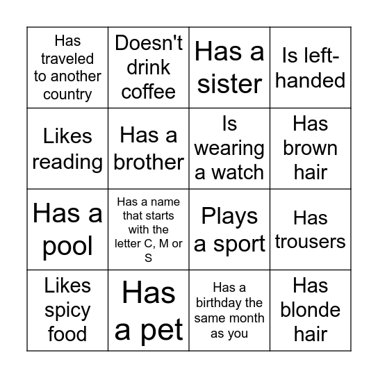 FIND SOMEONE WHO... Bingo Card