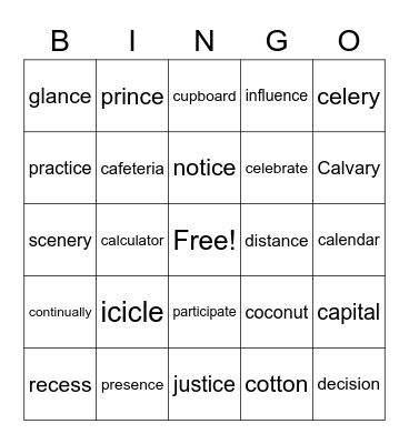 list 23 Bingo Card