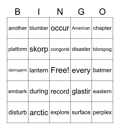 Vowel-r Bingo Card