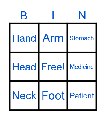 Medical Bingo Card