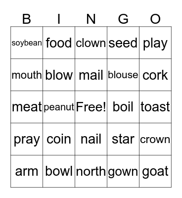 EFL Phonics! Bingo Card