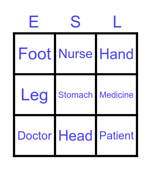 Medical Bingo Card