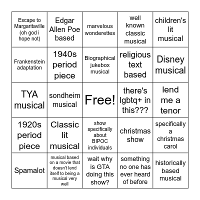GTA SEASON ANNOUNCEMENT Bingo Card