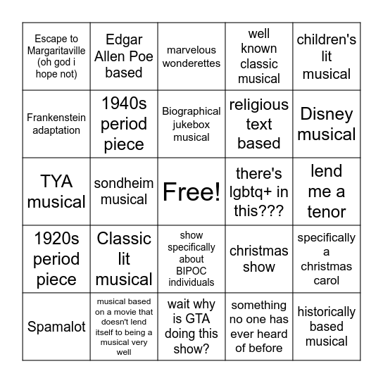 GTA SEASON ANNOUNCEMENT Bingo Card