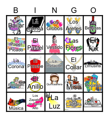 La Quinceañera Bingo Card