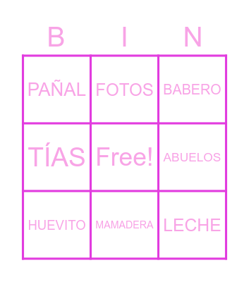 Baby Shower de Eva Bingo Card
