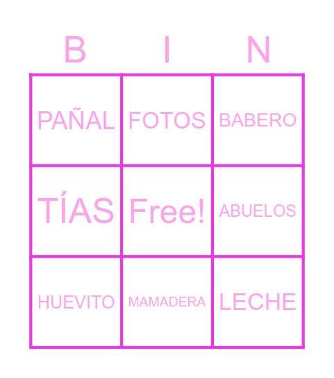 Baby Shower de Eva Bingo Card