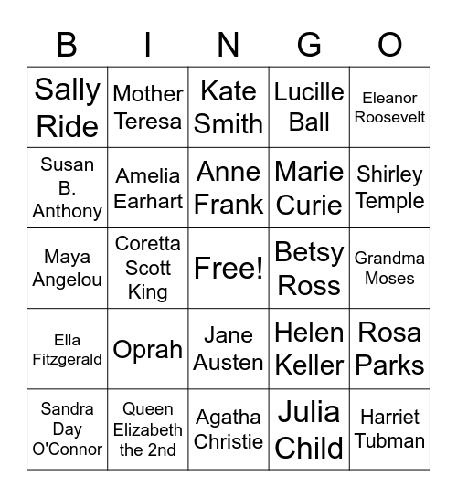 International Women's Day BINGO Card