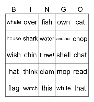 Lesson 8 Bingo Card