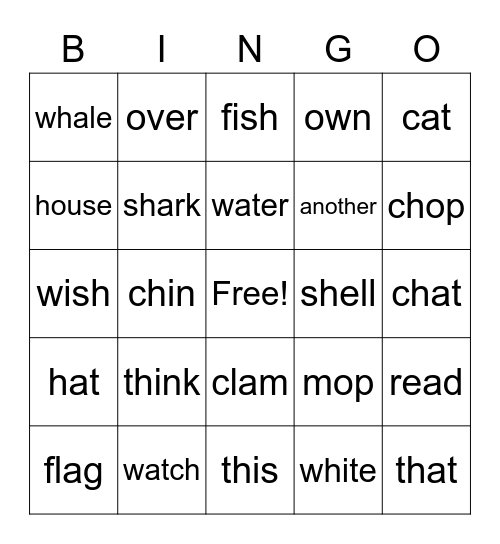 Lesson 8 Bingo Card