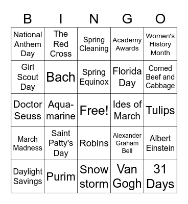 March BINGO Card