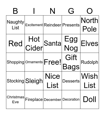 Ugly Sweater Bingo Card