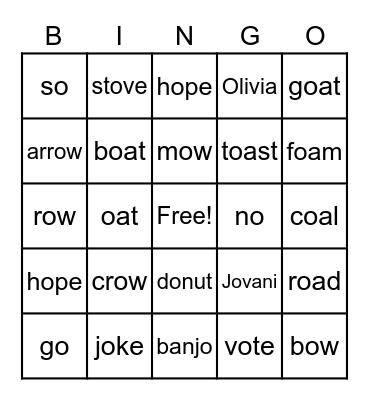 Long - O - Bingo Card