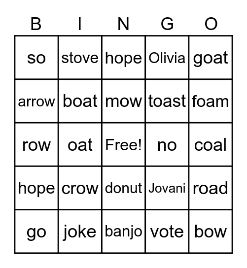 Long - O - Bingo Card