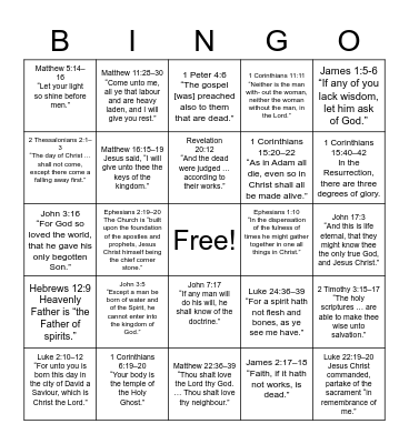 New Testament Doctrinal Mastery Bingo Card