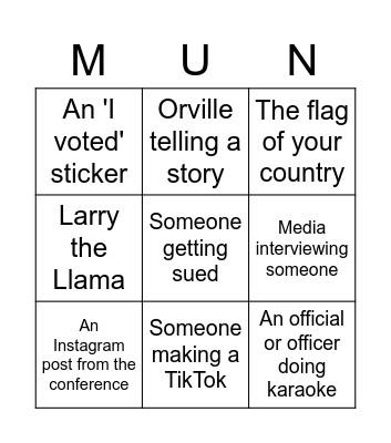 MUN Bingo Card