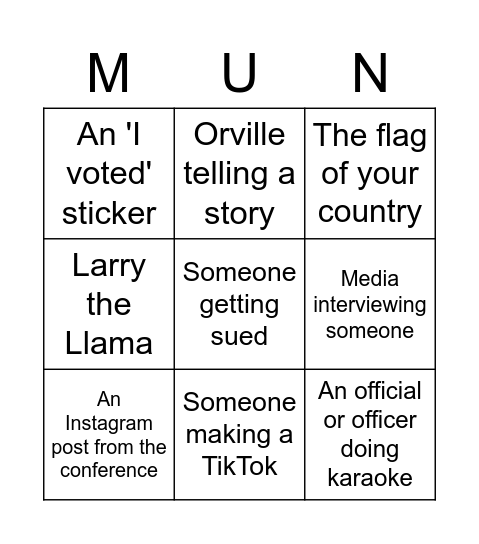 MUN Bingo Card