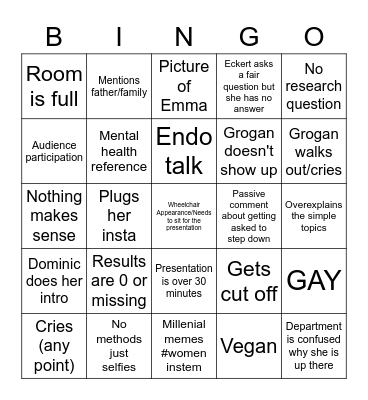 Scientifically Seminar Bingo Card