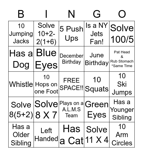 Autograph Bingo! Bingo Card
