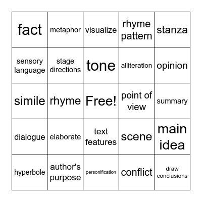 Reading Bingo Card