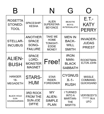 ALIENS Bingo Card