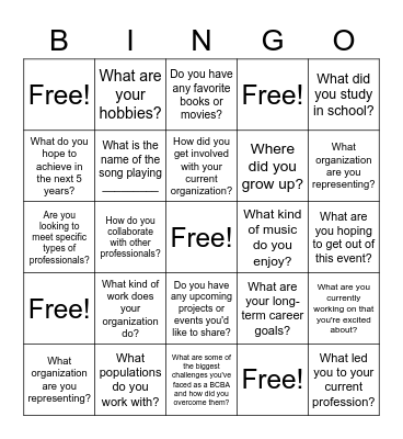 2023 VABA Conference Networking Bingo Card