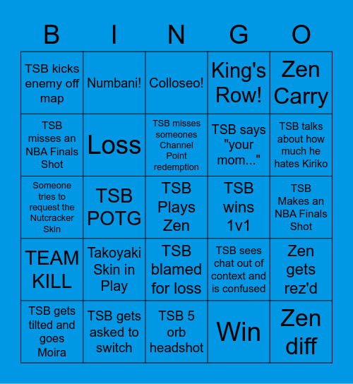 TSB Bingo Card