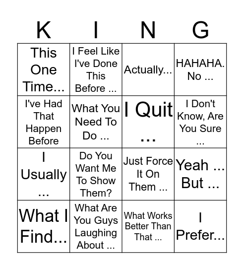 KINGO Bingo Card